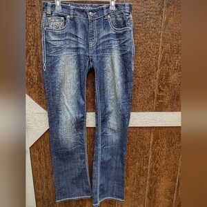 ROCK &N ROLL Cowgirl Mid Rise Regular Jeans Women Size 32X34 Dark Wash